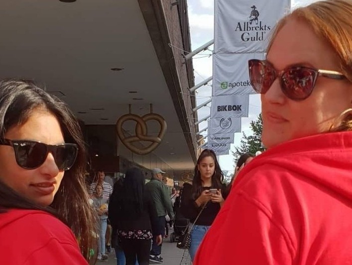 Vy av Södertälje centrum från ovan